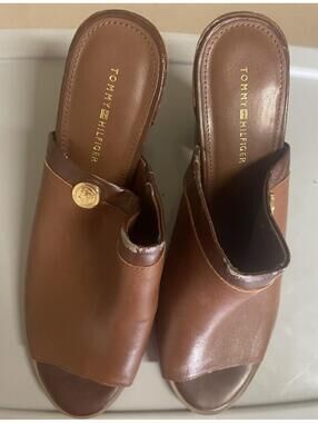 Tommy Hilfiger Brown Open Toed High Heel Mules 9m